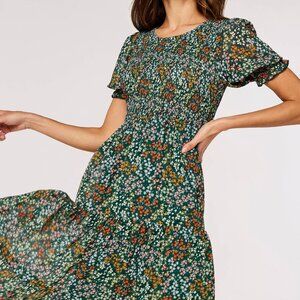 Puff sleeve midi dress